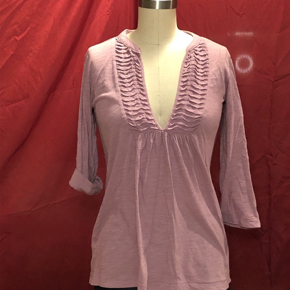 LOFT Deep V-Neck Roll Sleeve T-Shirt XS - Picture 7 of 11